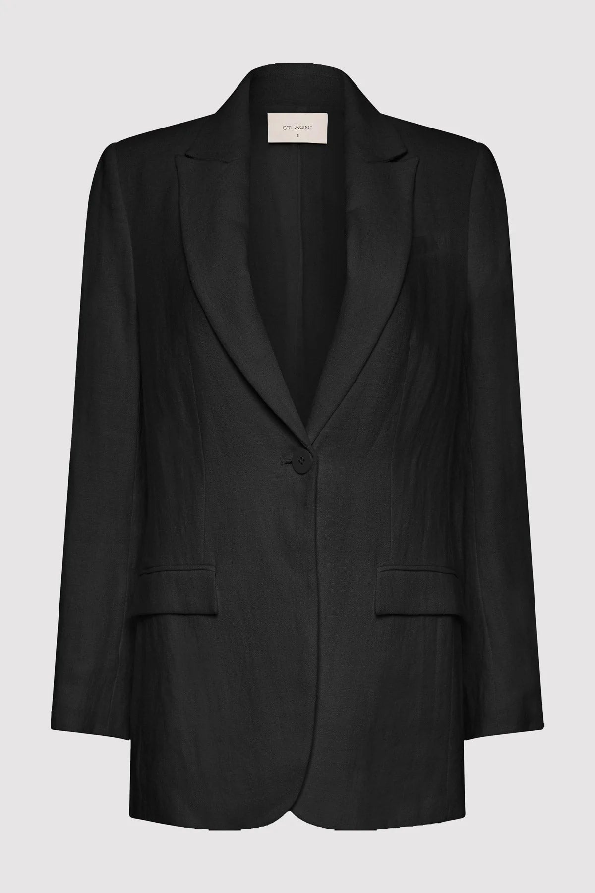 TAILORED LINEN BLAZER - BLACK Women's Fashion Blazer