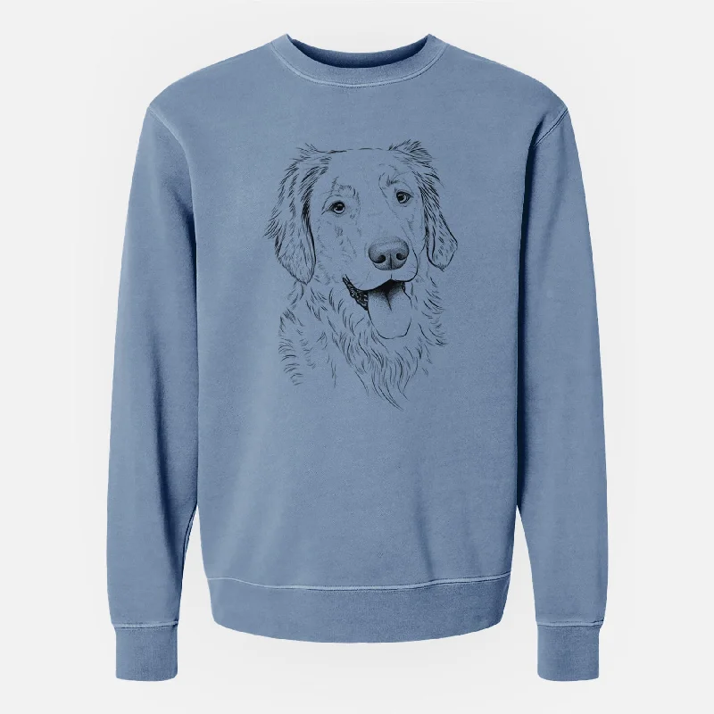 Bare Semba the Golden Retriever - Unisex Pigment Dyed Crew Sweatshirt Hoodie with High Neck Warm Protective Hoodie with High Neck Warm Protective