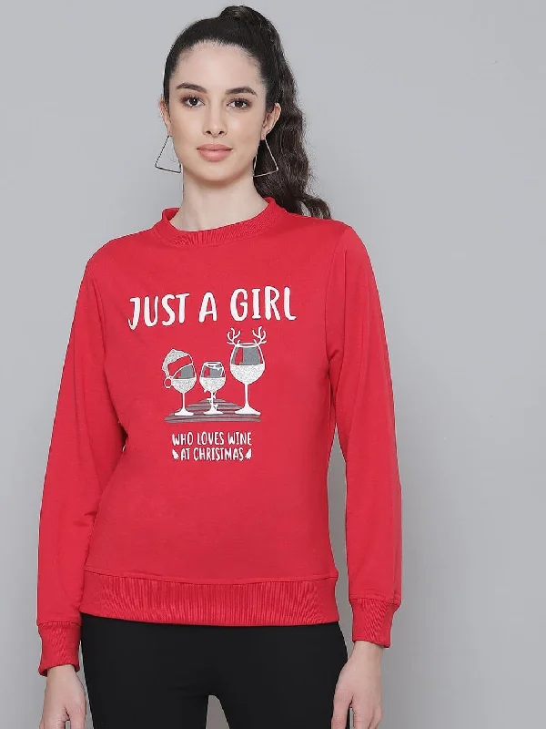 Red Terry JUST A GIRL Sweatshirt Hoodie with Hem Elastic Stretchable Comfortable Hoodie with Hem Elastic Stretchable Comfortable Red Terry JUST A GIRL Sweatshirt Hoodie with Hem Elastic Stretchable Comfortable Hoodie with Hem Elastic Stretchable Comfortable