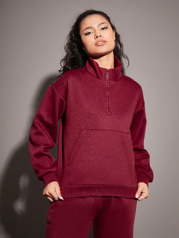Women Maroon Fleece Front Zipper Sweatshirt Hoodie with Snap Buttons Easy Quick Hoodie with Snap Buttons Easy Quick Women Maroon Fleece Front Zipper Sweatshirt Hoodie with Snap Buttons Easy Quick Hoodie with Snap Buttons Easy Quick