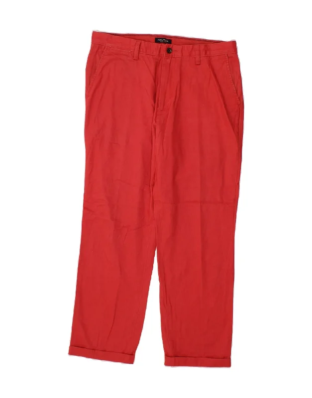 NAUTICA Mens Straight Chino Trousers W34 L30 Red Cotton Trousers Striped Patterned Trousers Striped Patterned NAUTICA Mens Straight Chino Trousers W34 L30 Red Cotton Trousers Striped Patterned Trousers Striped Patterned