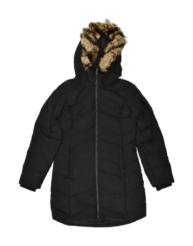 EDDIE BAUER Womens Hooded Padded Coat UK 10 Small Black Polyester Jersey Tulle Batik EDDIE BAUER Womens Hooded Padded Coat UK 10 Small Black Polyester Jersey Tulle Batik
