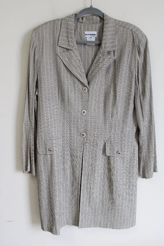 Vintage Perceptions By Irene B. Gray & Tan Striped Long Blazer | 18 Women's Trendy Jacket