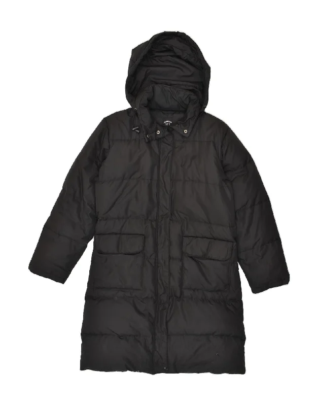 PHARD Womens Hooded Padded Coat UK 16 Large Black Polyester Knit Woven Fleece