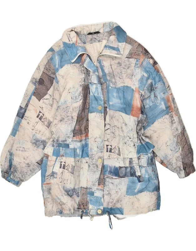 C&A Womens Windbreaker Coat EU 42 Large Grey Patchwork Polyester Shawl Collar Notch Collar Lapel Collar C&A Womens Windbreaker Coat EU 42 Large Grey Patchwork Polyester Shawl Collar Notch Collar Lapel Collar