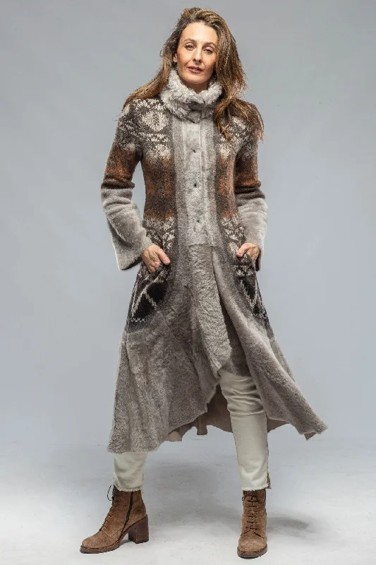 Sawatch Shearling Coat In Pearl Grey Chenille Brocade Lace