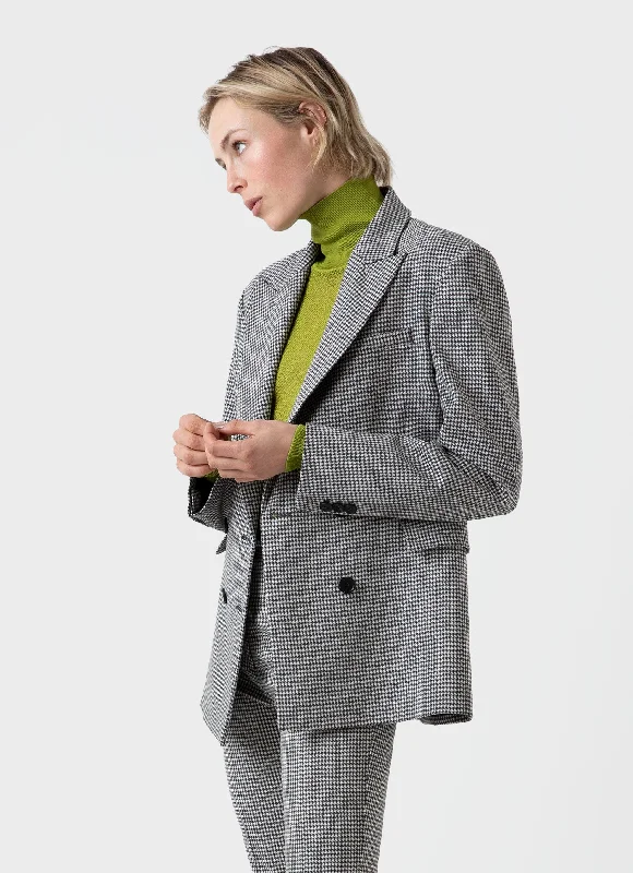 Women's Edie Campbell Double Breasted Blazer in Black/Ecru Check Women's High-End Blazer Women's Edie Campbell Double Breasted Blazer in Black/Ecru Check Women's High-End Blazer