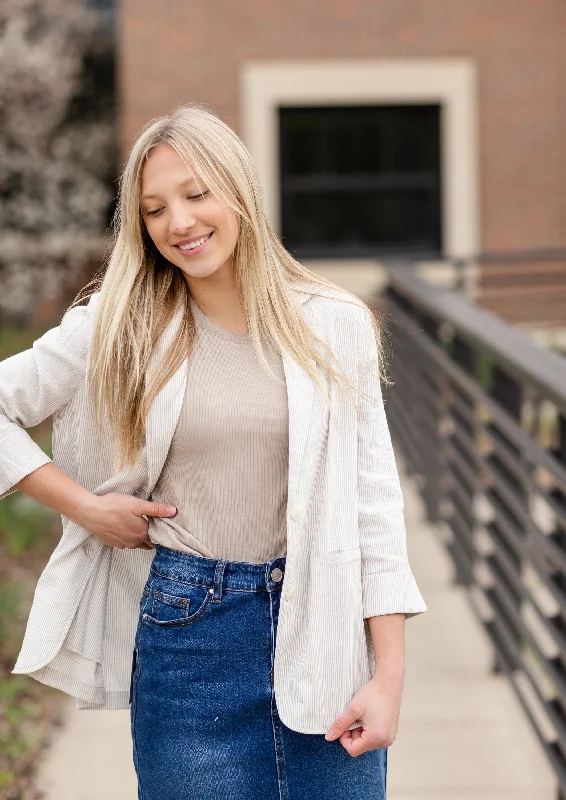 Linen Striped Blazer - FINAL SALE Women's Boutique Suit