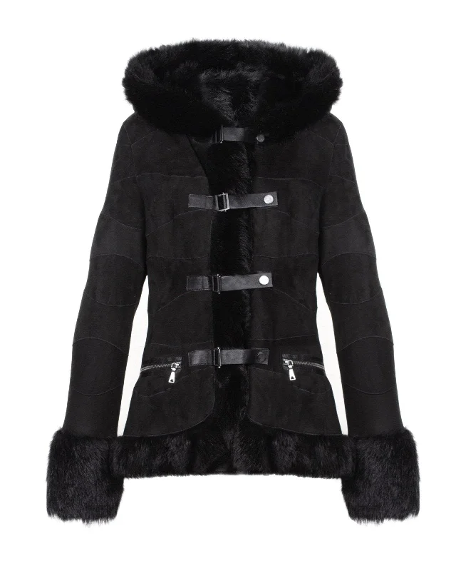 Black Leather Coat Houndstooth Jacket Shearling Jacket Fleece Jacket