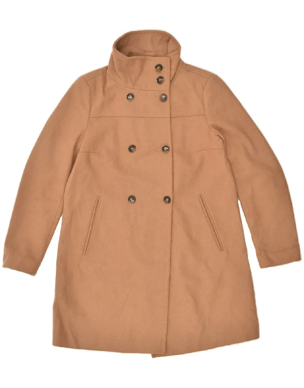 BENETTON Womens Double Breasted Coat IT 44 Medium Brown Wool Houndstooth Coat Plaid Coat Tartan Coat BENETTON Womens Double Breasted Coat IT 44 Medium Brown Wool Houndstooth Coat Plaid Coat Tartan Coat