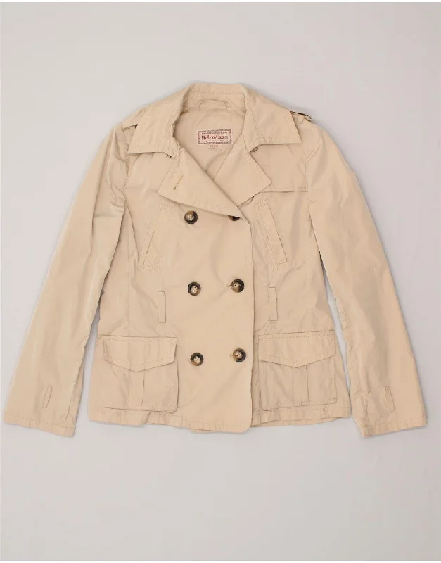 MARLBORO CLASSICS Womens Pea Coat EU 42 Large Beige Polyester Trapeze Tunic Caftan
