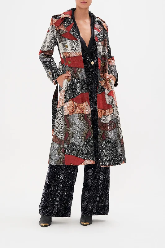 LEATHER TRENCH COAT BOSS OF THE BRUMBIES Embroidered Appliqued Beaded