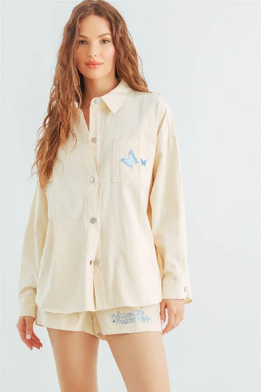 Cream Cotton Button-Up Collared Neck Jacket & High Waist Shorts Set /1-2-2-1 Cotton Fabric Linen Fabric Terry Fabric Cotton Fabric Linen Fabric Terry Fabric Cream Cotton Button-Up Collared Neck Jacket & High Waist Shorts Set /1-2-2-1 Cotton Fabric Linen Fabric Terry Fabric Cotton Fabric Linen Fabric Terry Fabric