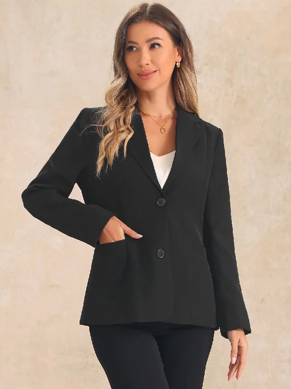 Notched Lapel Long Sleeve Pockets Work Office Blazer Women's Plaid Suit