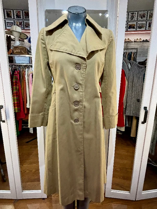 70’s khaki A-line Trench coat Kimono Robe Cloak