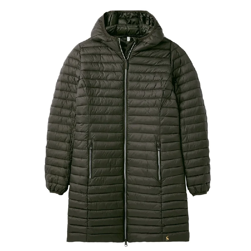 Joules Ladies Long Packable Snug Coat Pleated Ruffled tiered