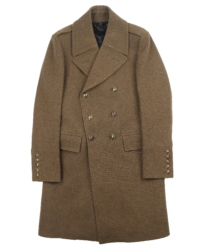 AW10 Military Wool Pea Coat Herringbone Houndstooth Plaid