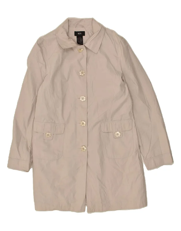 MOSSIMO Womens Trench Coat UK 18 XL Grey Polyester Stand-Up Roll-Neck Turtle