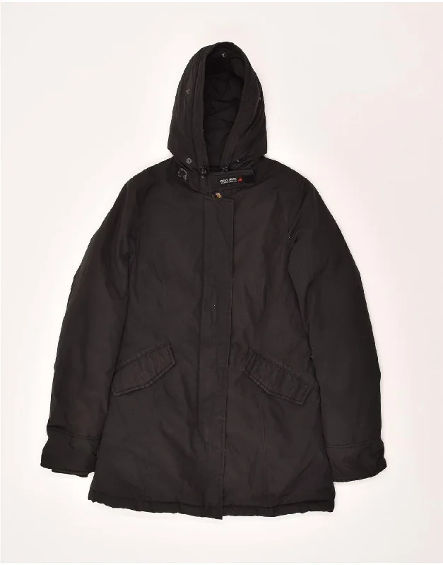 WOOLRICH Womens Hooded Padded Coat UK 6 XS Black Cotton Boat Neck Jacket Square Neck Jacket One-Shoulder Jacket WOOLRICH Womens Hooded Padded Coat UK 6 XS Black Cotton Boat Neck Jacket Square Neck Jacket One-Shoulder Jacket