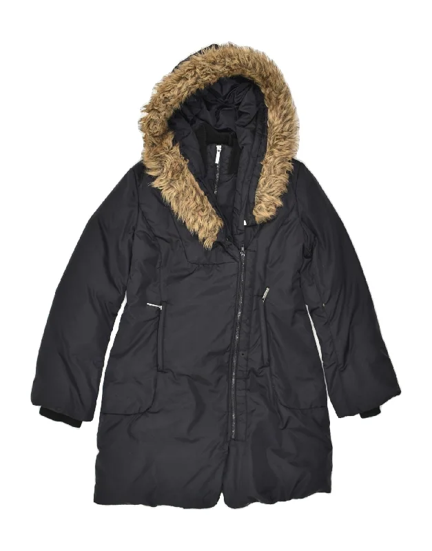 MICHAEL KORS Womens Hooded Padded Coat UK 14 Medium Black Nylon Pleated Ruffled tiered MICHAEL KORS Womens Hooded Padded Coat UK 14 Medium Black Nylon Pleated Ruffled tiered