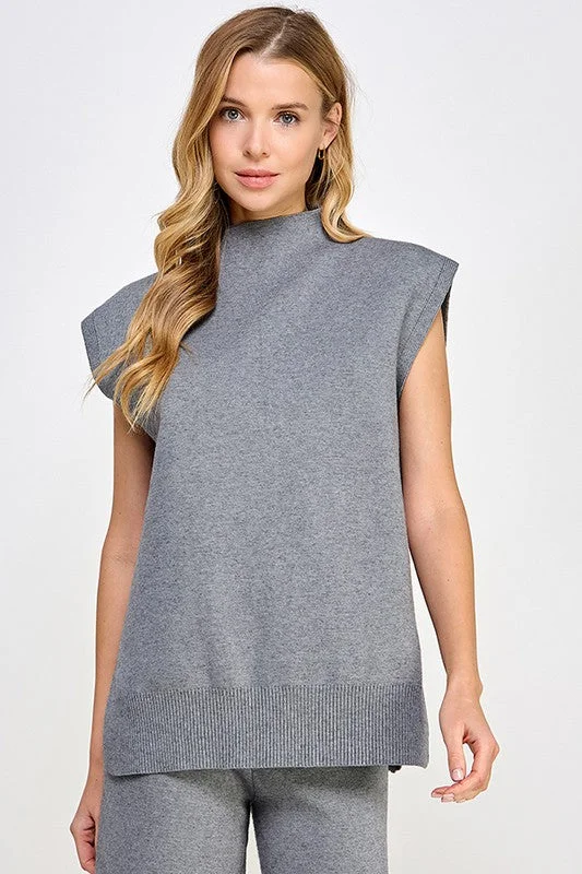 Autumn Trends Grey Knit Top Halter Neck Knit Tee