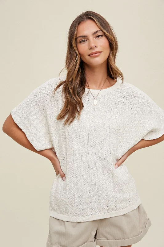 Short sleeve Knit Top Silk Knit Top