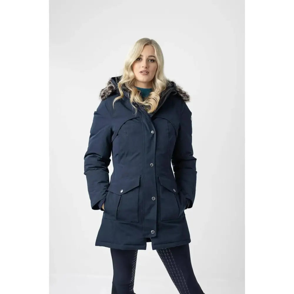 LeMieux Storm Coat Navy Buttoned Zippered Snapped