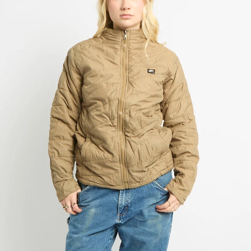 Nike Thin Puffer Coat - UK 12 Peter Pan Collar Cowl Neck Turtleneck