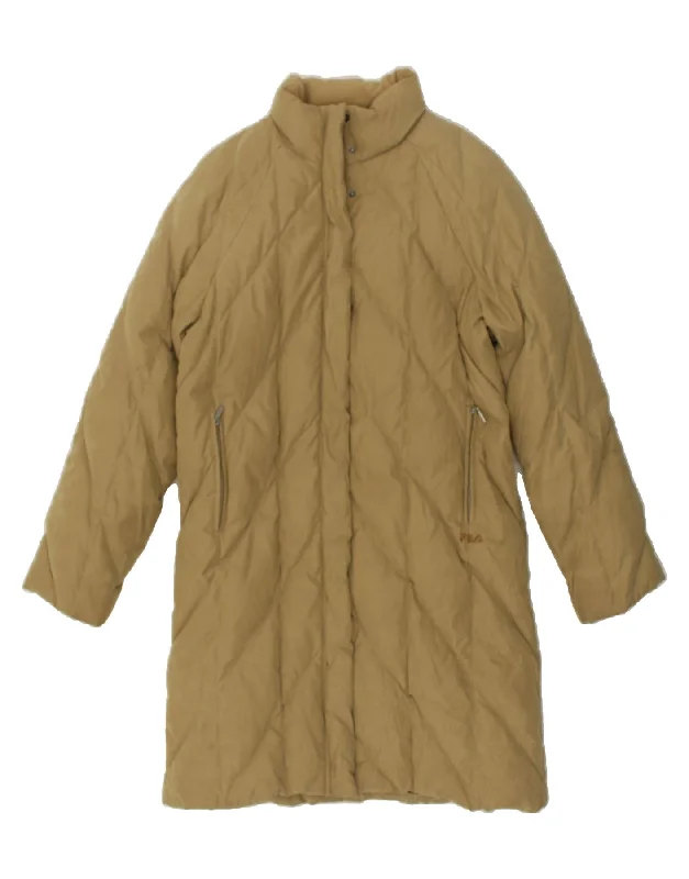 FILA Womens Padded Coat IT 44 Medium Beige Polyester Suede Faux Fur Shearling