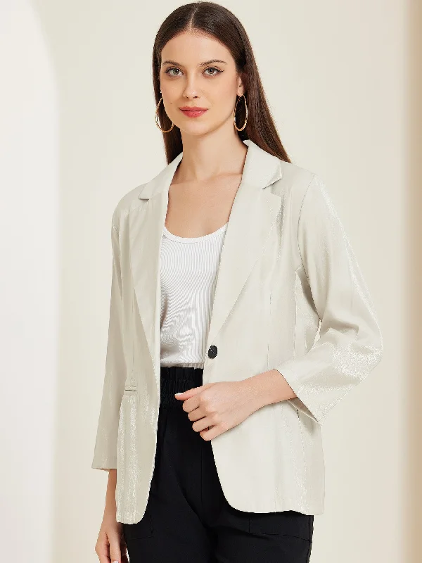 Open Front Lapel Button Casual Work Office Blazer Women's Classic Suit