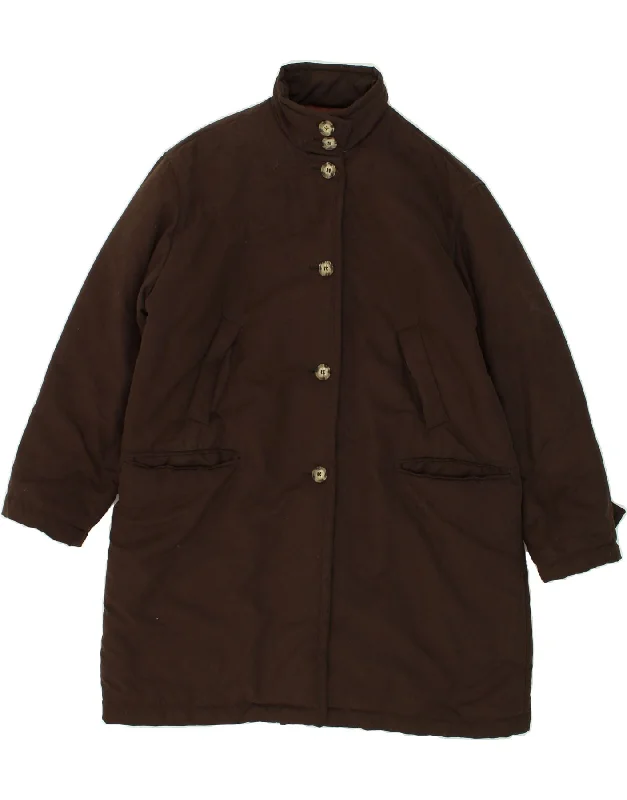 GIANFRANCO FERRE Womens Padded Coat UK 14 Large  Brown Polyester Boat Shawl Notched