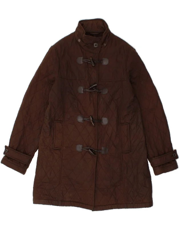 BARBOUR Womens Quilted Duffle Coat UK 18 XL Brown Shawl Collar Notch Collar Lapel Collar