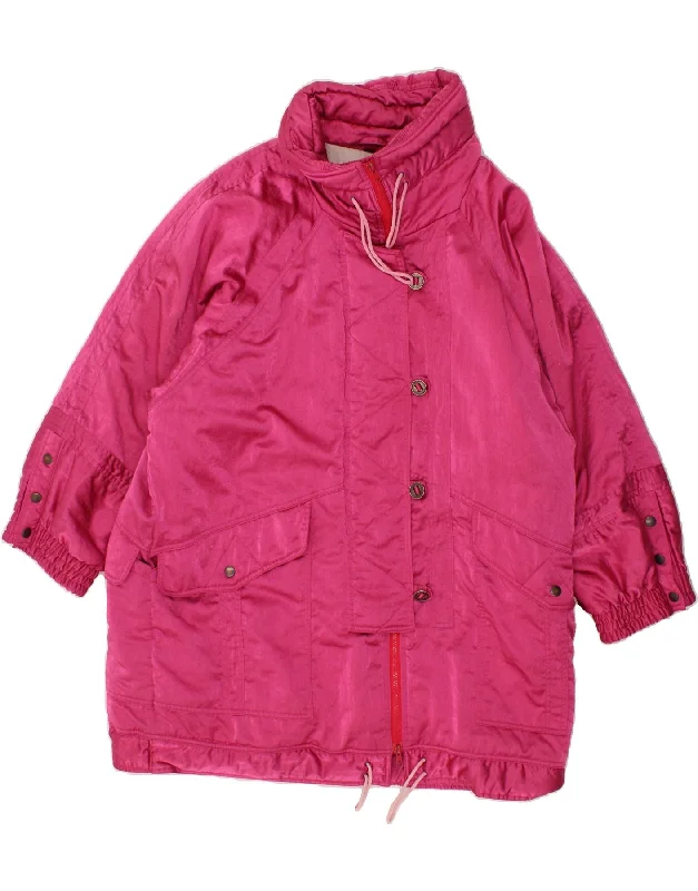 RODEO Womens Hooded Windbreaker Coat UK 18 XL Pink Nylon Elasticated Drawstring Belted