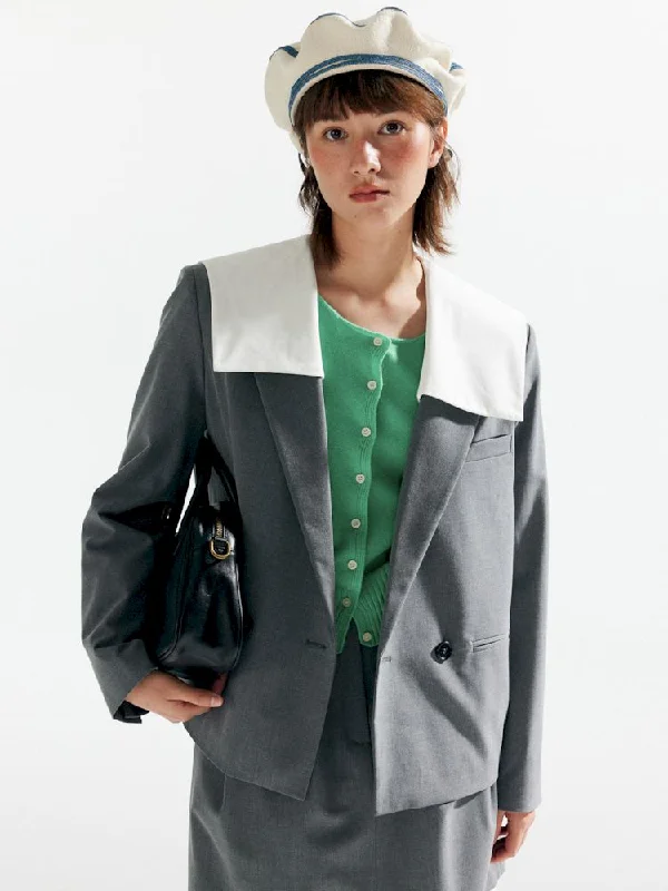 Navy collar fresh college style design blazer【s0000007630】 Women's Fashion Blazer