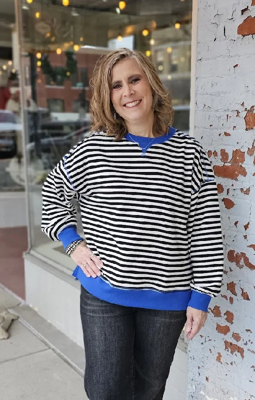 Striped Comfy Casual Oversized Knit Top Casual Knit Blouse