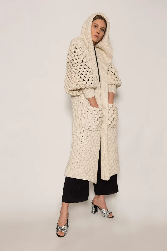 Mia Hooded Cashmere Coat Peter Pan Collar Cowl Neck Turtleneck