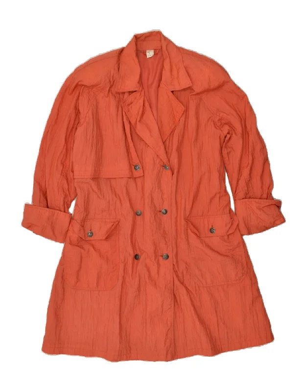 VINTAGE Womens Loose Fit Trench Coat UK 16 Large Orange Polyamide Suede Jacket Faux Fur Jacket Puffer Jacket VINTAGE Womens Loose Fit Trench Coat UK 16 Large Orange Polyamide Suede Jacket Faux Fur Jacket Puffer Jacket