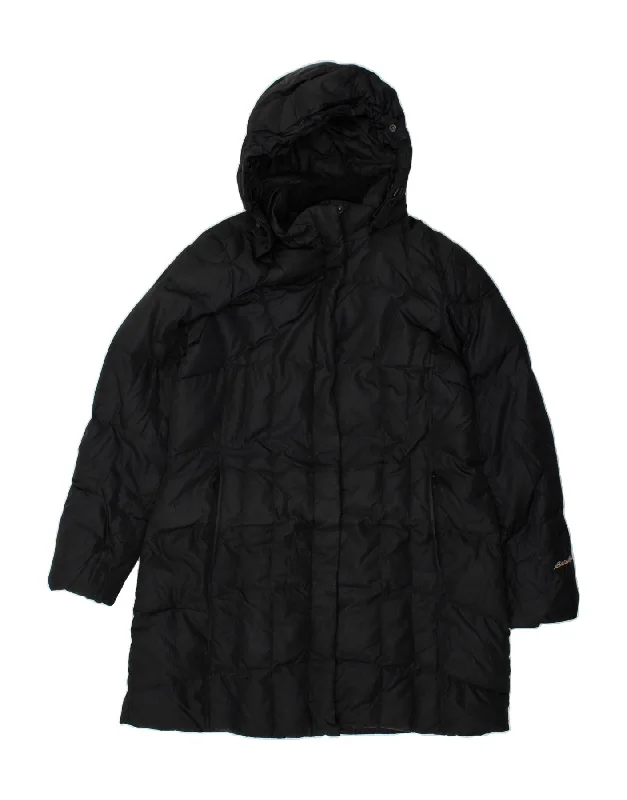 EDDIE BAUER Womens Hooded Padded Coat UK 18 XL Black Polyester Knit Woven Fleece