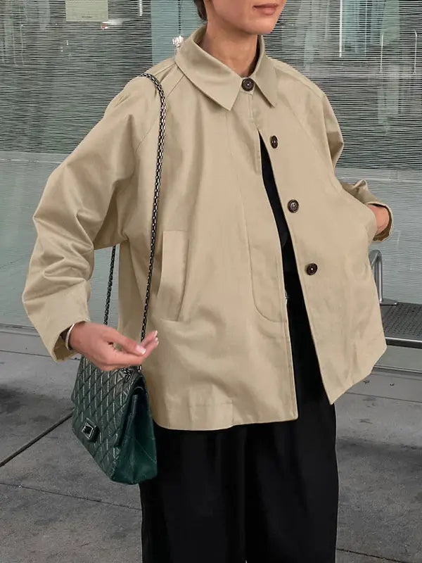 Classic Single Breasted Trench Coat Cardigan Sweater Pullover