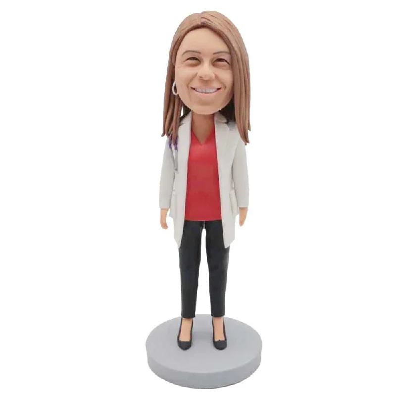 Custom Female Doctor Bobbleheads In White Coat Three-Quarter Sleeve Elbow Sleeve Wrist Sleeve Custom Female Doctor Bobbleheads In White Coat Three-Quarter Sleeve Elbow Sleeve Wrist Sleeve