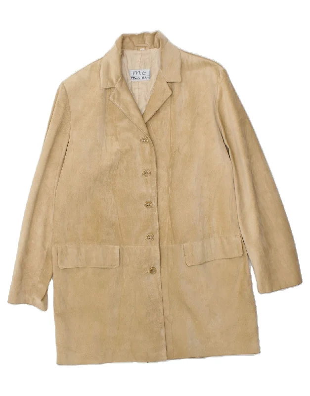 MARTIN EDEN Womens Leather Coat IT 46 Large Beige Leather Trench Raincoat Windbreaker MARTIN EDEN Womens Leather Coat IT 46 Large Beige Leather Trench Raincoat Windbreaker