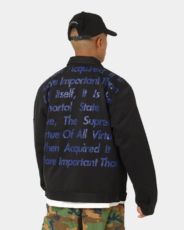Supreme X Junya Printed Work Jacket Black Boat Neck Shawl Collar Notched Collar Boat Neck Shawl Collar Notched Collar Supreme X Junya Printed Work Jacket Black Boat Neck Shawl Collar Notched Collar Boat Neck Shawl Collar Notched Collar
