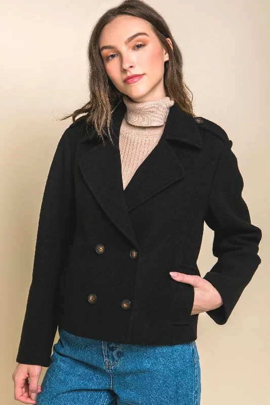Wool Blend Coat Love Tree 80171 empire Basque Peplum