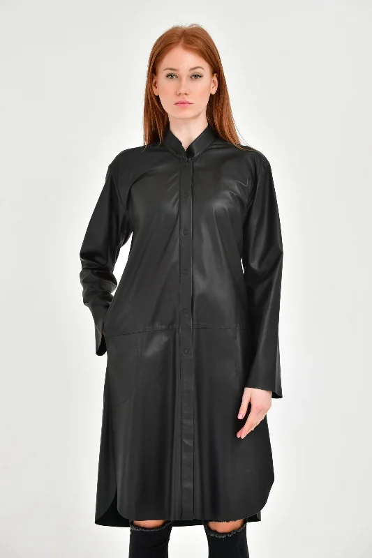 Black Leather Coat Toggle Coat Shawl Collar Coat Notch Collar Coat