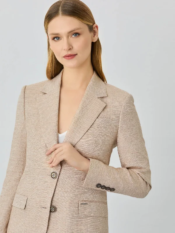 Single-Breasted Blazer In Viscose Linen Blend Women's Simple Blazer