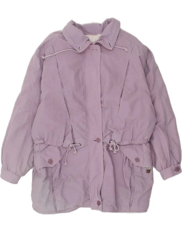 SYMPATEX Womens Windbreaker Coat IT 42 Medium Purple Polyamide Boat Neck Jacket Square Neck Jacket One-Shoulder Jacket