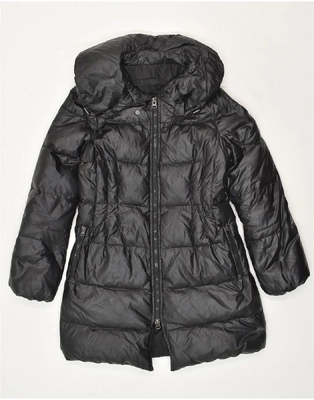 MASSIMO REBECCHI Womens Hooded Padded Coat IT 44 Medium Black Polyamide Buttoned Zippered Snapped MASSIMO REBECCHI Womens Hooded Padded Coat IT 44 Medium Black Polyamide Buttoned Zippered Snapped