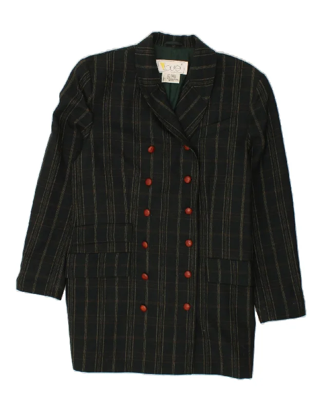 LAUREL Womens Double Breasted Coat EU 40 Medium Green Check New Wool Tweed Herringbone Houndstooth