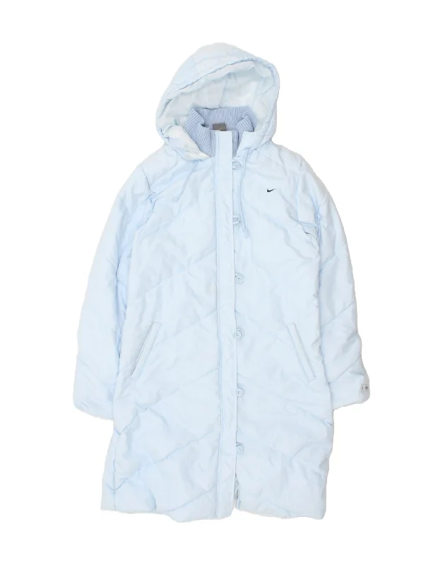 NIKE Womens Hooded Padded Coat UK 14/16 Large Blue Nylon Hooded Jacket Zipper Jacket Button Jacket NIKE Womens Hooded Padded Coat UK 14/16 Large Blue Nylon Hooded Jacket Zipper Jacket Button Jacket