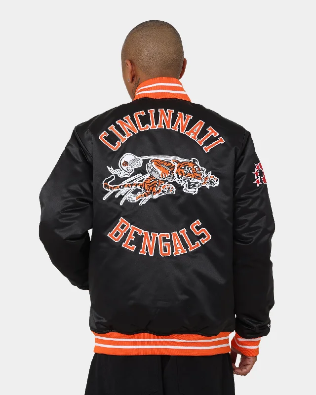 Mitchell & Ness Cincinatti Bengals Heavyweight Satin Jacket Black Zip Front Button Front Snap Front Zip Front Button Front Snap Front Mitchell & Ness Cincinatti Bengals Heavyweight Satin Jacket Black Zip Front Button Front Snap Front Zip Front Button Front Snap Front